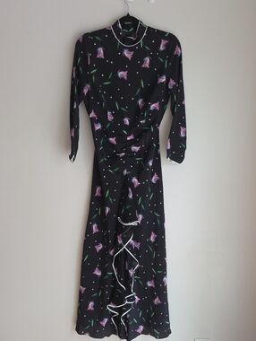 RIXO Black Long-Sleeve Floral Ruffle Maxi Dress - Pink Tulip Print